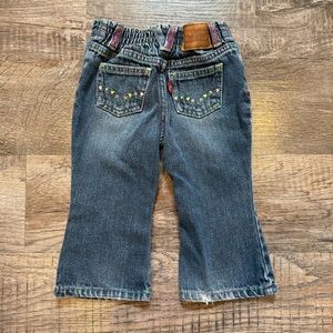 Levi Baby Girl Bootcut Jeans With Embroidered Accents Snap Closure Size 18 Month
